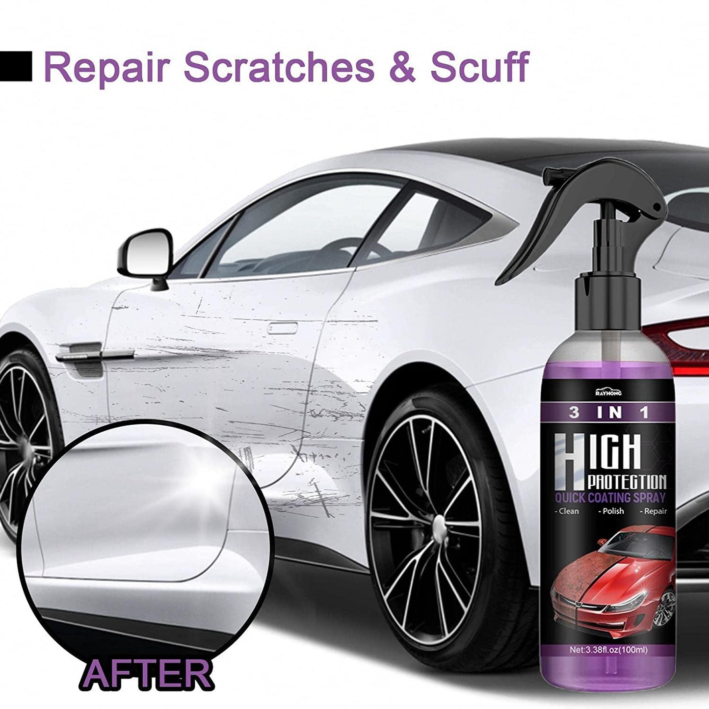 3 in 1 High Protection Quick Coating Spray for Car, Bike - Pack of 2
