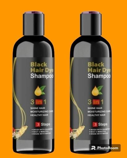 Black Hair Dye Shampoo-3 in 1 Moisturiser, Shiny and Healthy Hair-Pack of 2