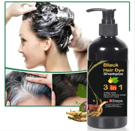 Black Hair Dye Shampoo-3 in 1 Moisturiser, Shiny and Healthy Hair-Pack of 2
