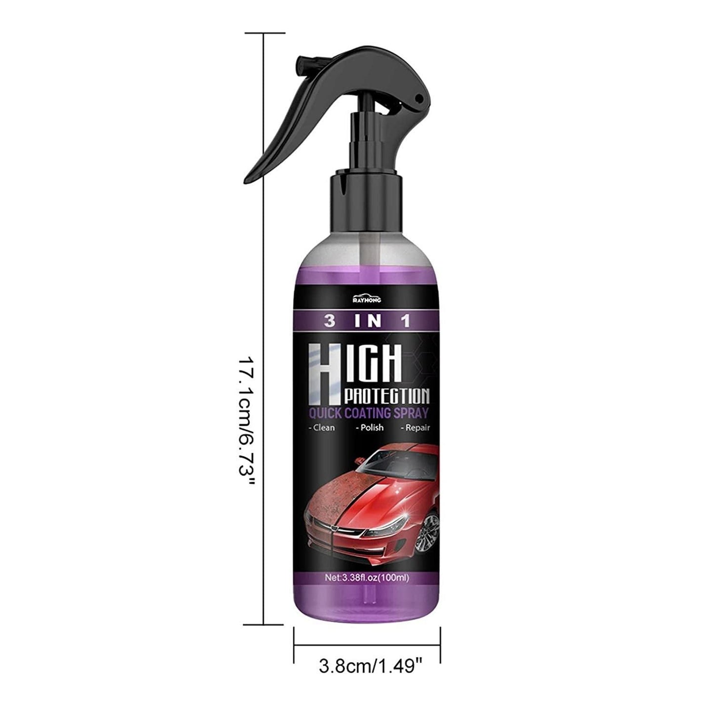 3 in 1 High Protection Quick Coating Spray for Car, Bike - Pack of 2